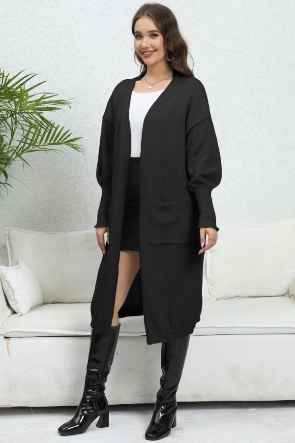 Open Front Dropped Shoulder Cardigan - Image 23
