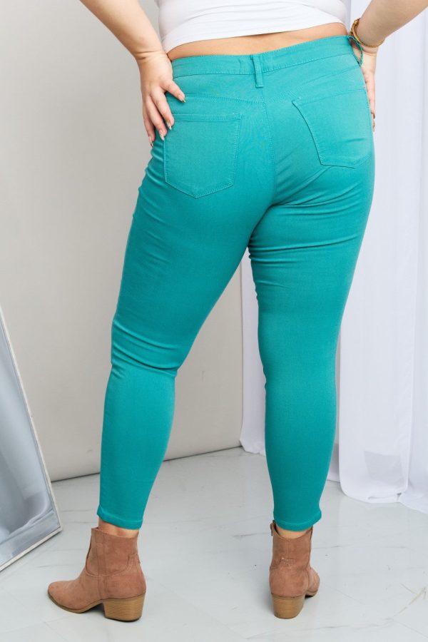 YMI Jeanswear Kate Hyper-Stretch Full Size Mid-Rise Skinny Jeans in Sea Green - Image 8