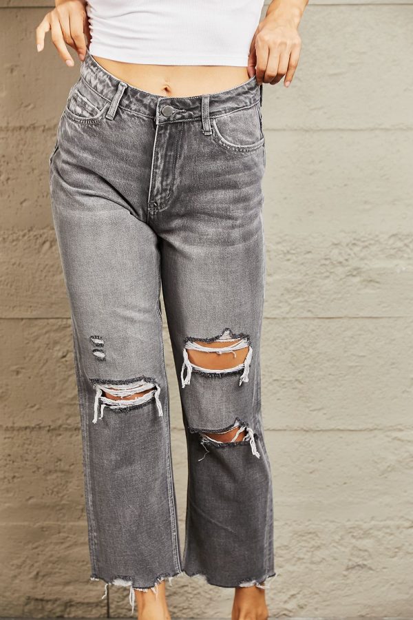 BAYEAS Mid Rise Distressed Cropped Dad Jeans - Image 4