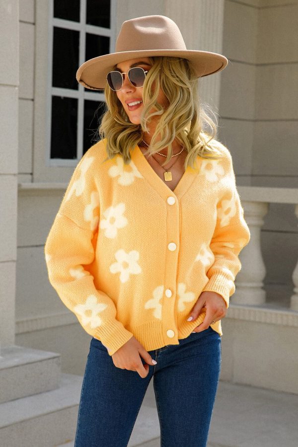 Floral Dropped Shoulder Button-Up Cardigan - Image 8
