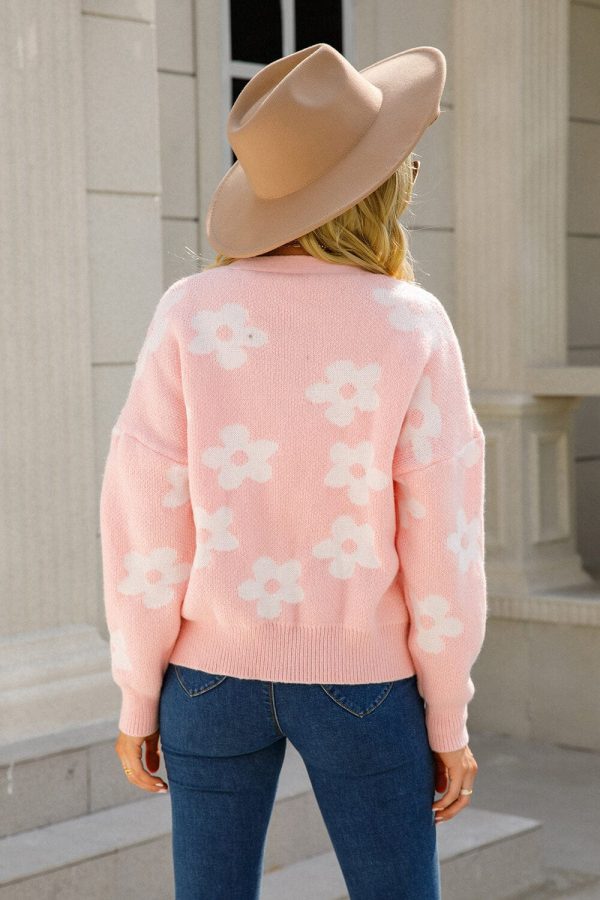 Floral Dropped Shoulder Button-Up Cardigan - Image 2
