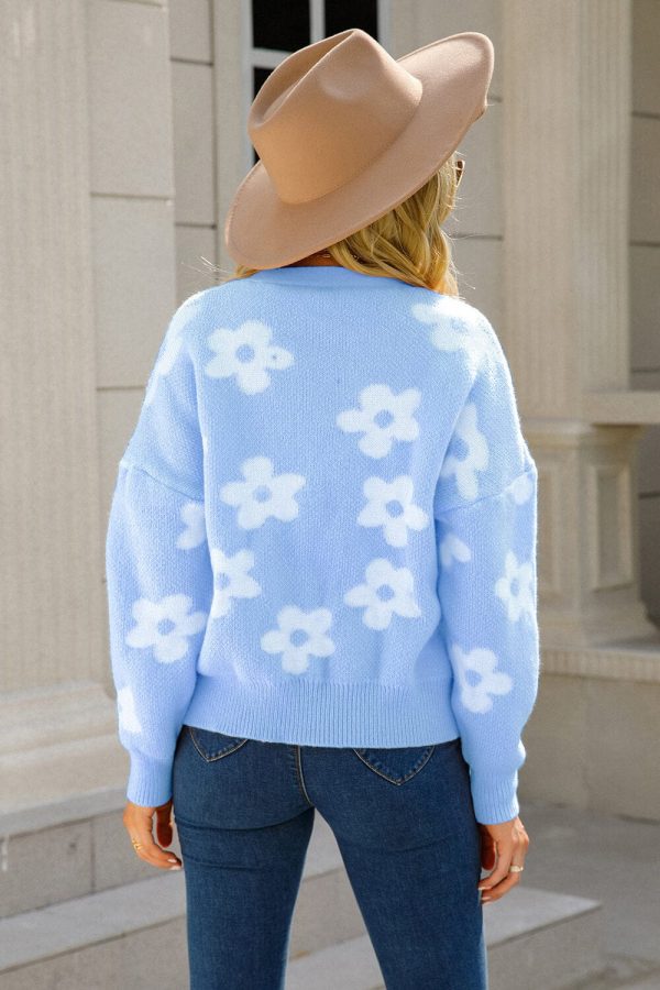 Floral Dropped Shoulder Button-Up Cardigan - Image 14