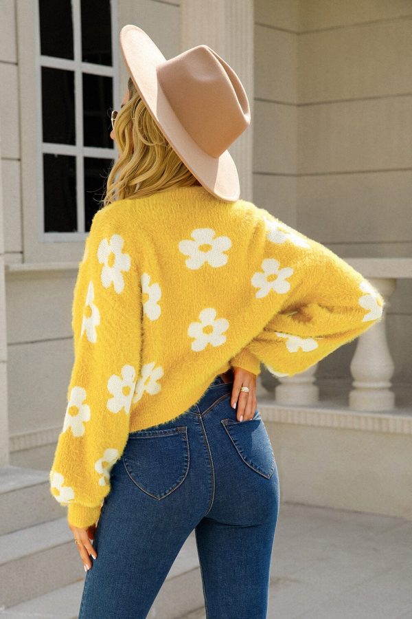 Floral Open Front Fuzzy Cardigan - Image 8