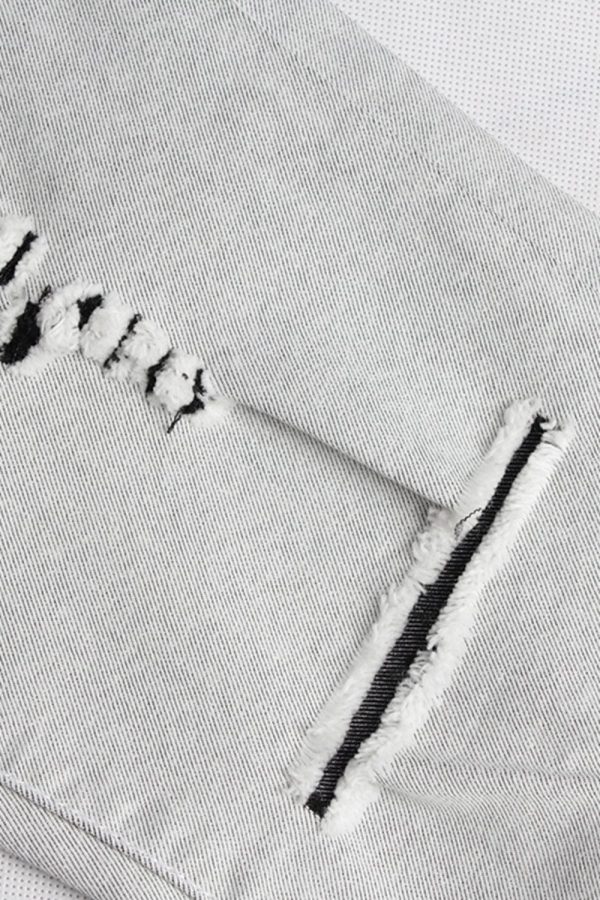 Flower Embroidery Cutout Jeans - Image 4