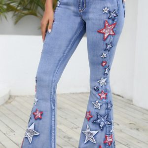 Full Size Star Applique Wide Leg Jeans