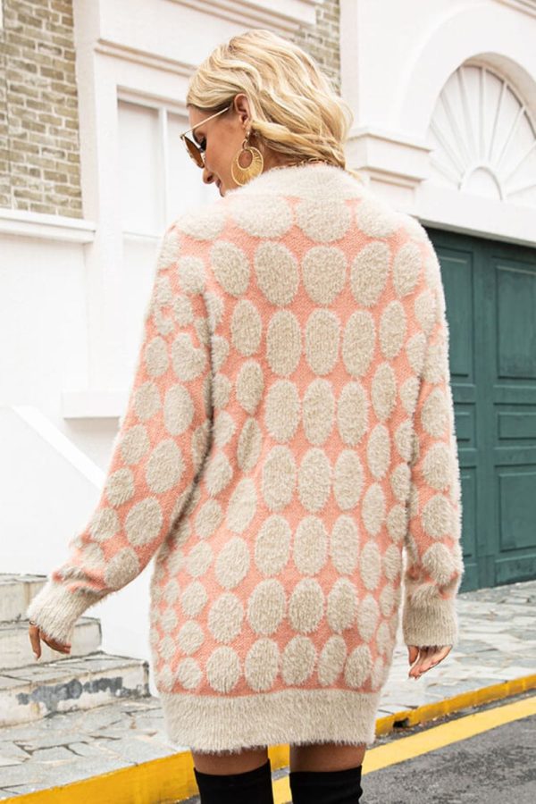 Geometric Open Front Fuzzy Cardigan - Image 8