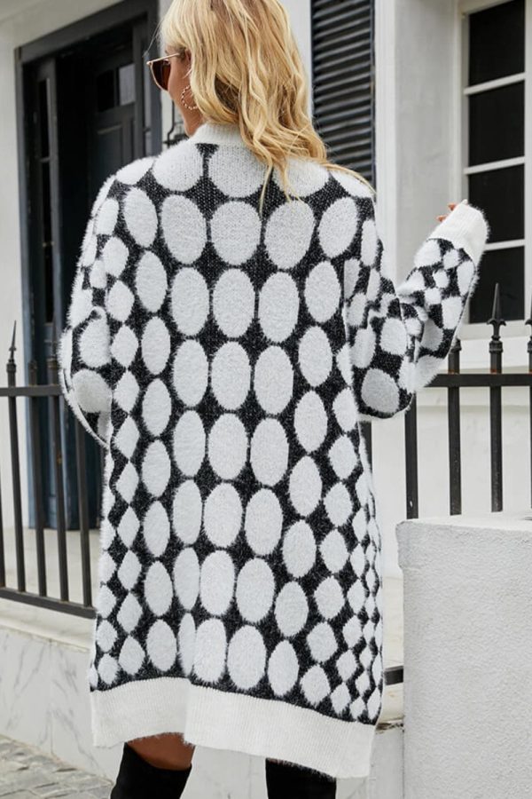 Geometric Open Front Fuzzy Cardigan - Image 2