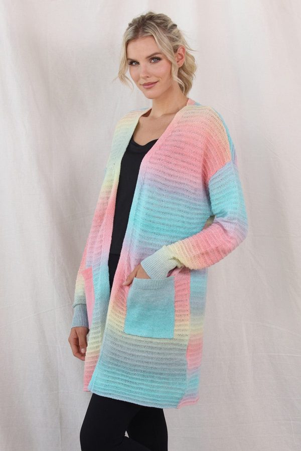 Gradient Dropped Shoulder Longline Cardigan - Image 3