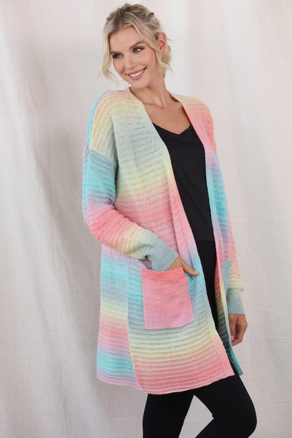 Gradient Dropped Shoulder Longline Cardigan - Image 4