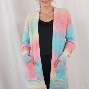 Gradient Dropped Shoulder Longline Cardigan