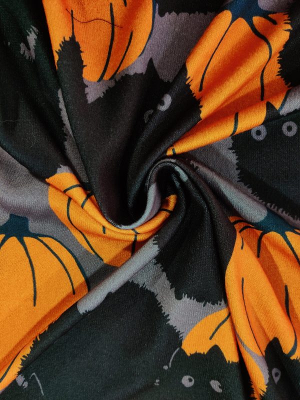 Halloween Pumpkin Pattern Open Front Long Sleeve Cardigan - Image 5