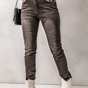 High Waist Raw Hem Skinny Jeans