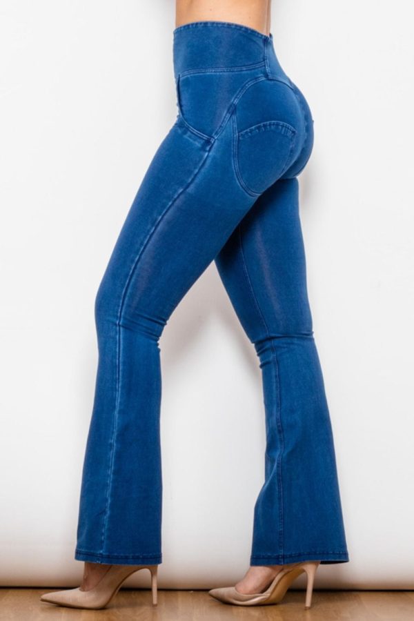 High Waist Zip Detail  Flare Long Jeans - Image 5