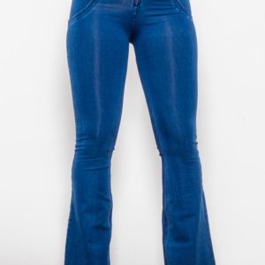High Waist Zip Detail  Flare Long Jeans