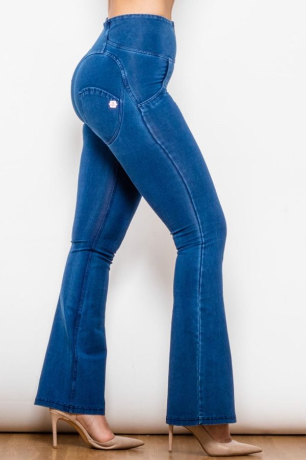 High Waist Zip Detail  Flare Long Jeans - Image 4