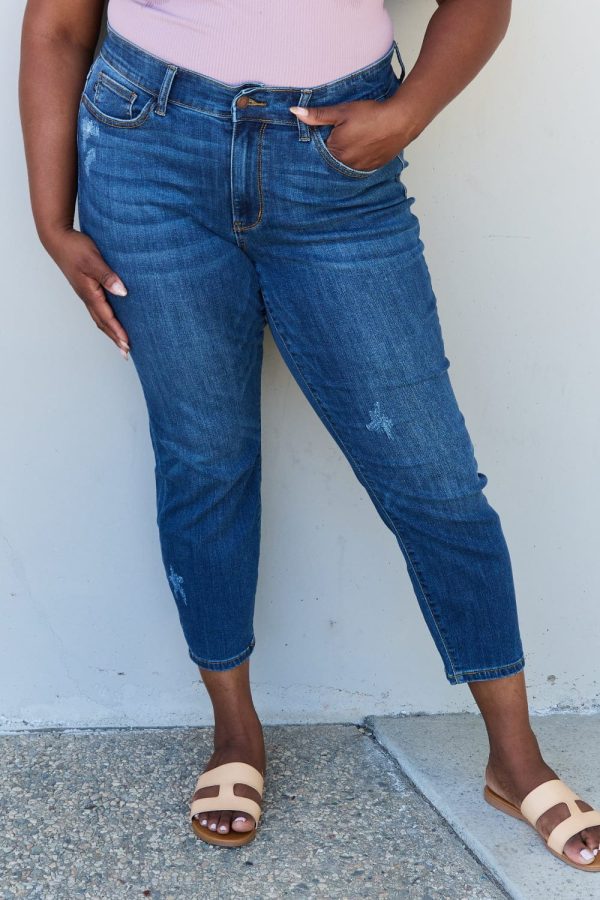 Judy Blue Aila Short Full Size Mid Rise Cropped Relax Fit Jeans - Image 3