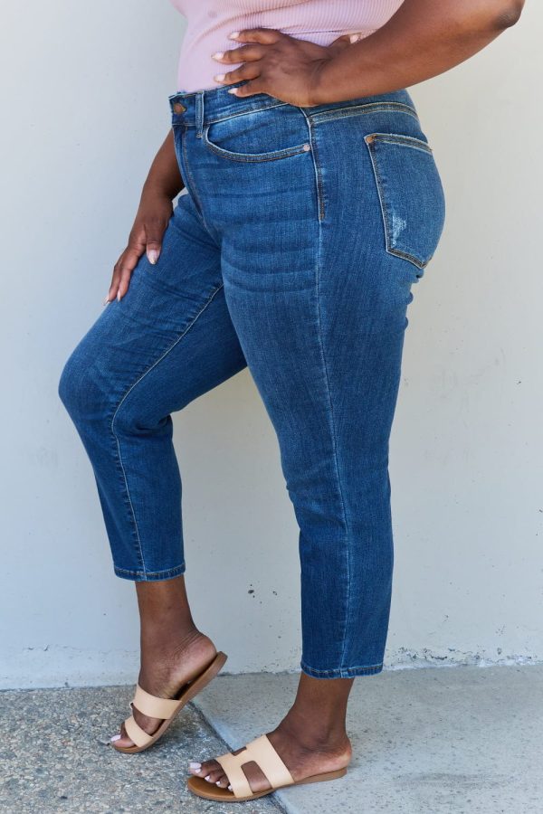 Judy Blue Aila Short Full Size Mid Rise Cropped Relax Fit Jeans - Image 4