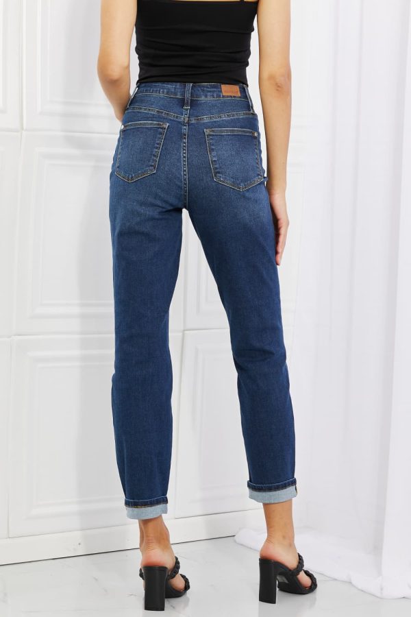 Judy Blue Crystal Full Size High Waisted Cuffed Boyfriend Jeans - Image 2