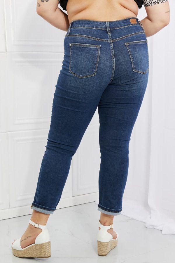 Judy Blue Crystal Full Size High Waisted Cuffed Boyfriend Jeans - Image 8