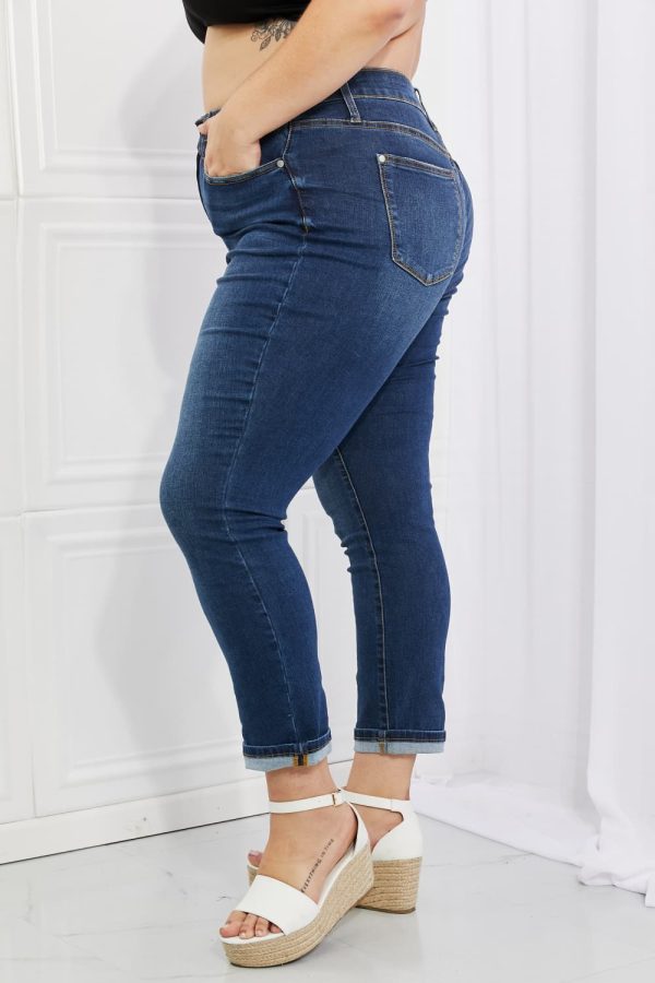 Judy Blue Crystal Full Size High Waisted Cuffed Boyfriend Jeans - Image 7