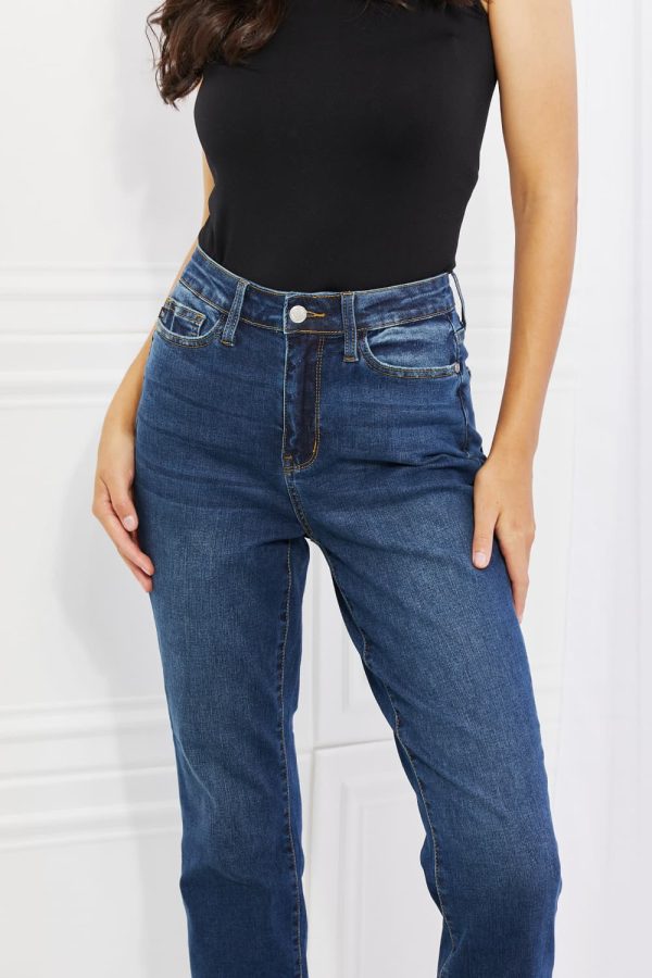 Judy Blue Crystal Full Size High Waisted Cuffed Boyfriend Jeans - Image 5