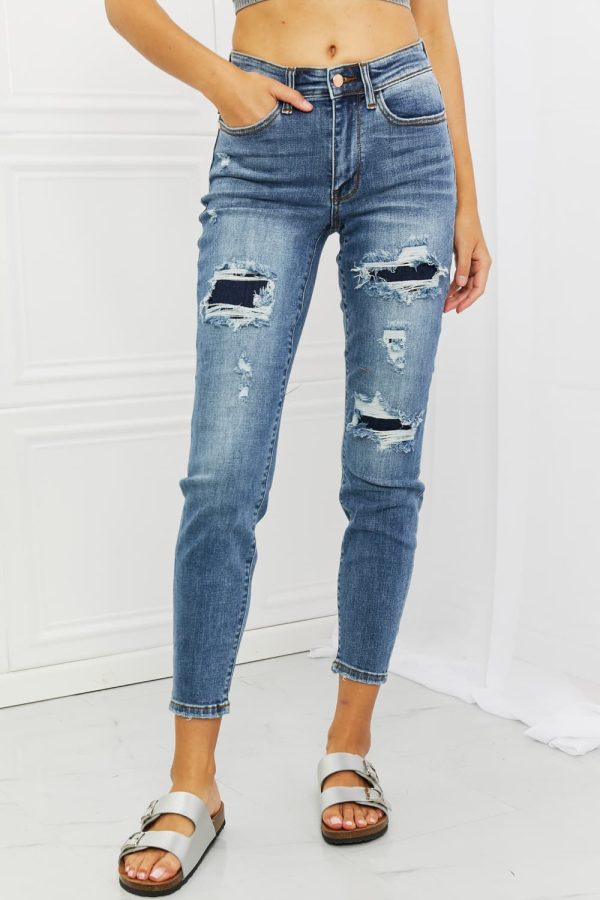 Judy Blue Dahlia Full Size Distressed Patch Jeans - Image 6