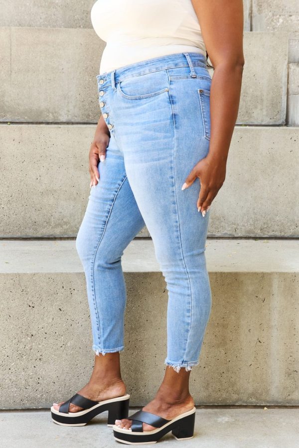 Judy Blue Full Size Button Fly Raw Hem Jeans - Image 6