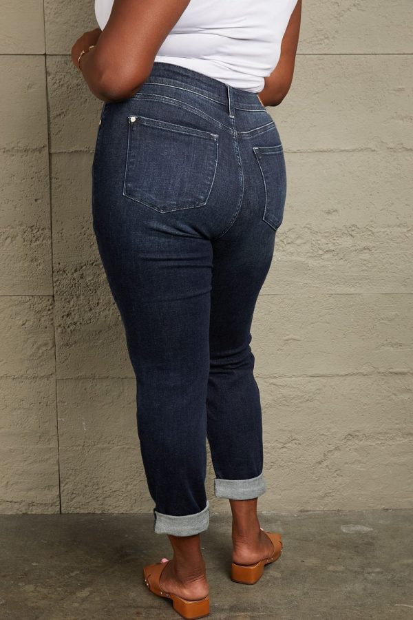 Judy Blue Full Size Mid Rise Distressed Cuffed Boyfriend Jeans - Image 2