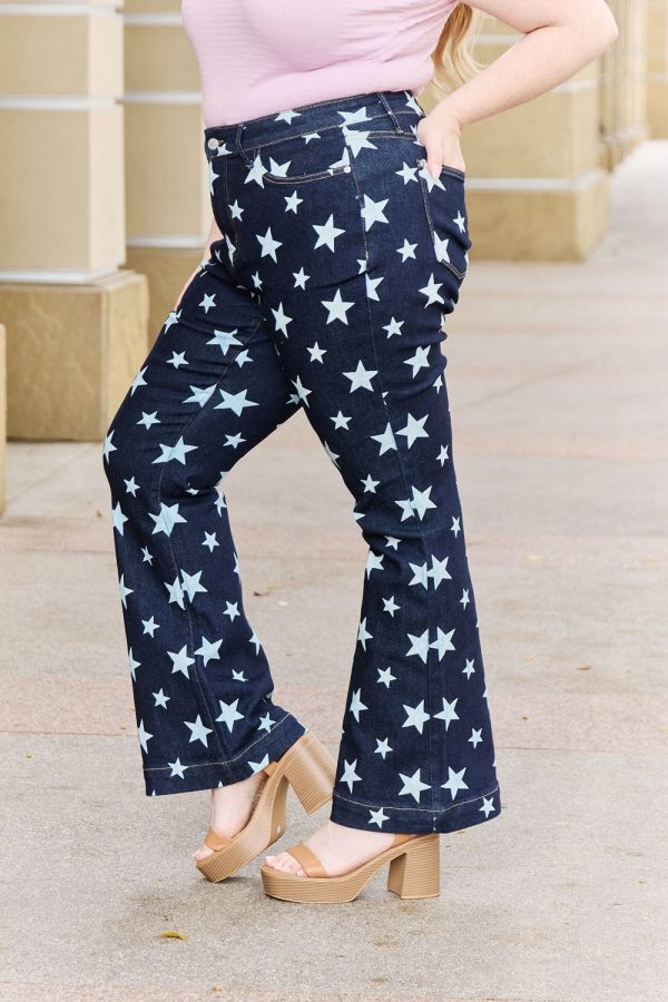 Judy Blue Janelle Full Size High Waist Star Print Flare Jeans - Image 3