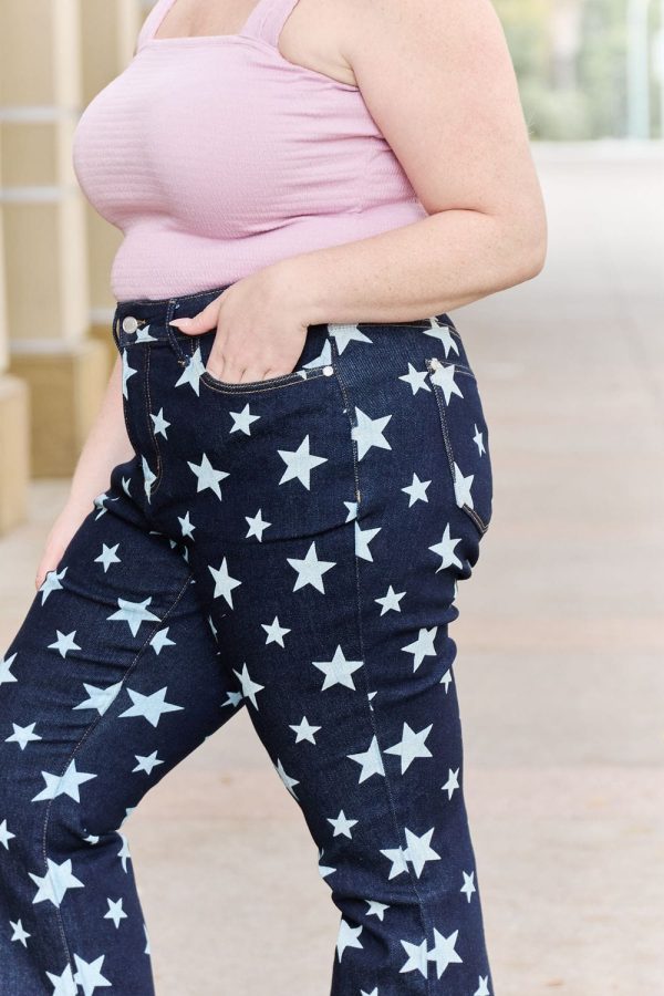 Judy Blue Janelle Full Size High Waist Star Print Flare Jeans - Image 5