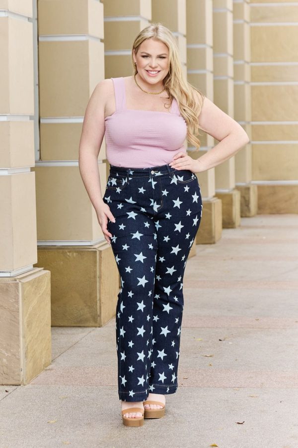 Judy Blue Janelle Full Size High Waist Star Print Flare Jeans - Image 4