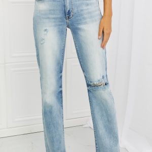 Judy Blue Natalie Full Size Distressed Straight Leg Jeans