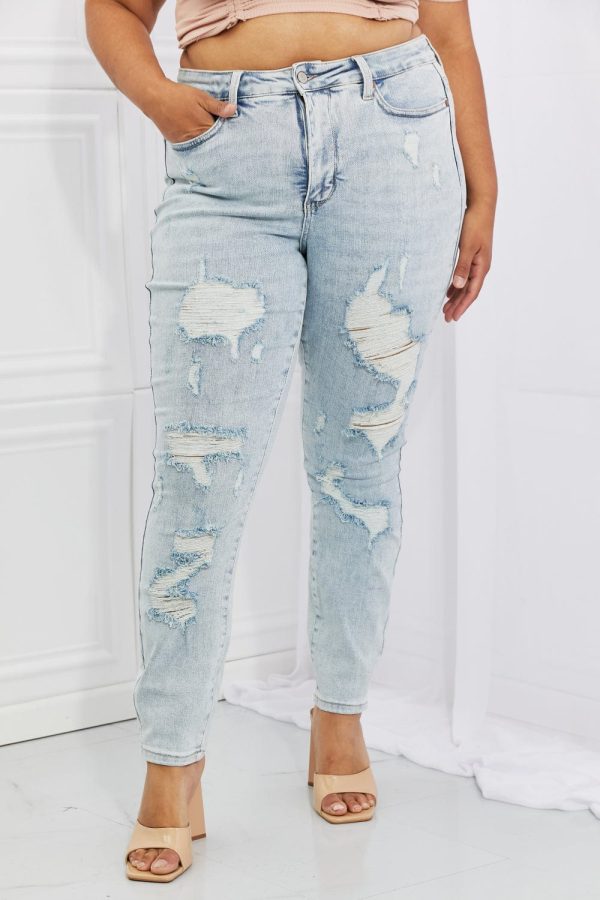 Judy Blue Tiana Full Size High Waisted Distressed Skinny Jeans - Image 5