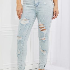 Judy Blue Tiana Full Size High Waisted Distressed Skinny Jeans
