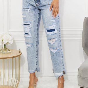 Kancan Kendra High Rise Distressed Straight Jeans