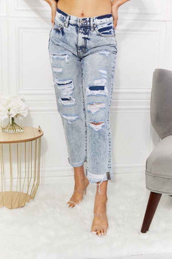 Kancan Kendra High Rise Distressed Straight Jeans - Image 3