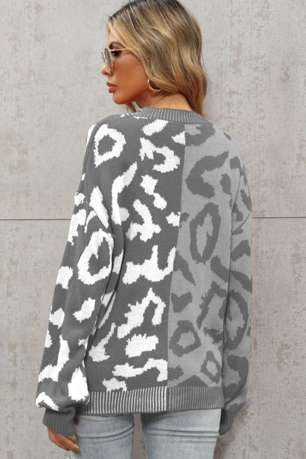 Leopard Button Front Ribbed Trim Cardigan - Image 12