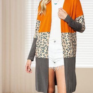 Leopard Print French Cashmere Cardigan Jacket Women'S Top