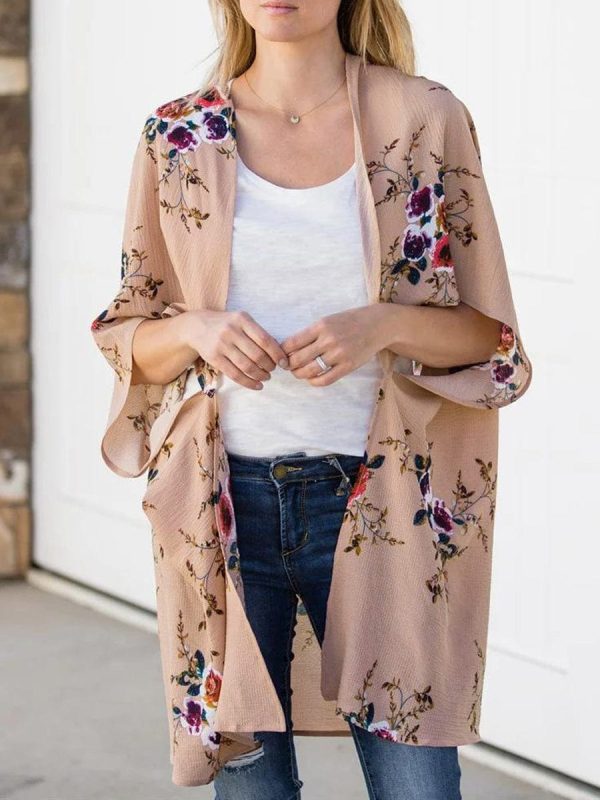Stylish Batwing Sleeve Lightweight Printed Cardigan - Image 2