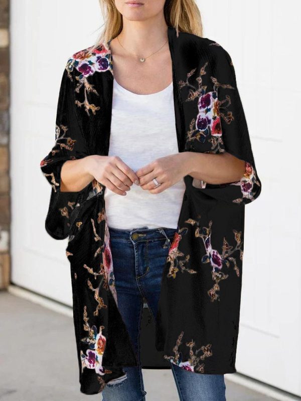 Stylish Batwing Sleeve Lightweight Printed Cardigan - Image 6