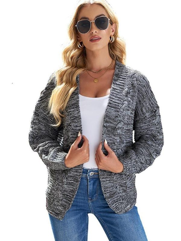 Women'S Solid Color Knitted Cardigan With Long Sleeves And Buttonless Design - Image 24