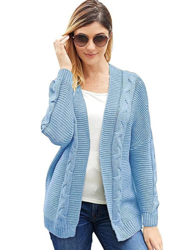 Women'S Solid Color Knitted Cardigan With Long Sleeves And Buttonless Design - Image 20