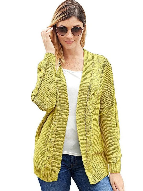 Women'S Solid Color Knitted Cardigan With Long Sleeves And Buttonless Design - Image 17