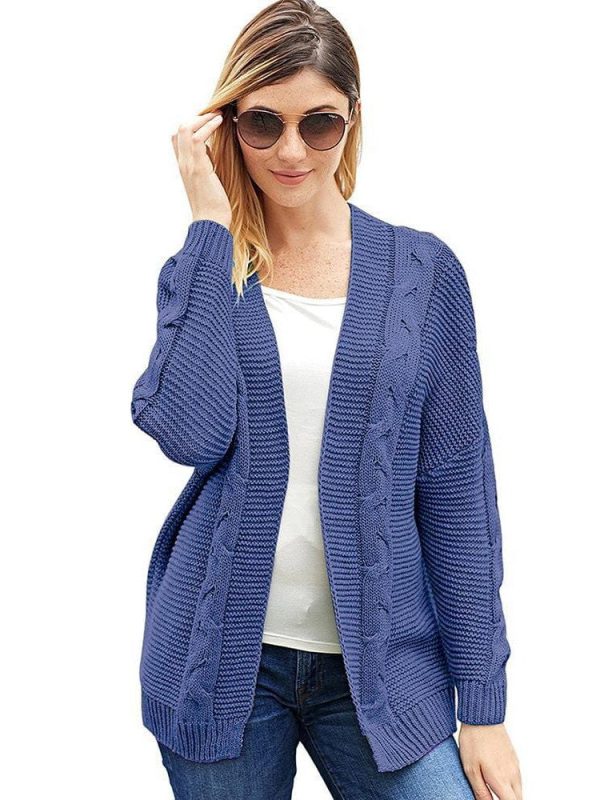 Women'S Solid Color Knitted Cardigan With Long Sleeves And Buttonless Design - Image 16