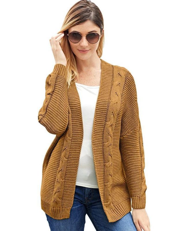 Women'S Solid Color Knitted Cardigan With Long Sleeves And Buttonless Design - Image 10